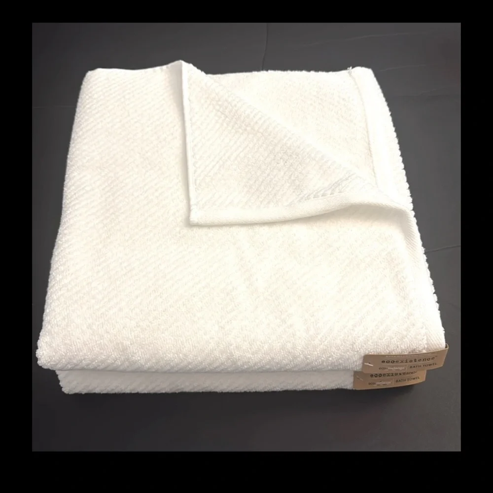 2pc Ecoexistence Eco-Melange Diagonal Stripes Bath Towel Set - White